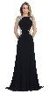 Mesh Rhinestones Bodice Floor Length Prom Pageant Dress — in Black