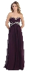 Strapless Empire Beaded Bust Long Formal Evening Dress