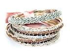 Set of 14 Silver Accented Bangle Bracelets