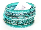 Set of 15 Turquoise Colored Bangle Bracelets