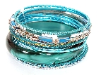 Set of 12 Turquoise Colored Bangle Bracelets