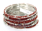 Set of 12 Brown/Silver Colored Bangle 