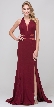Halter Neck Mesh Panels Front Slit Long Formal Prom Dress — in Burgundy