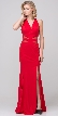 Halter Neck Mesh Panels Front Slit Long Formal Prom Dress — in Red