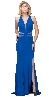 Halter Neck Mesh Panels Front Slit Long Formal Prom Dress
