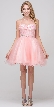 High Neck Bejeweled Bodice Mesh Short Homecoming Dress — in Blush