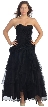 Strapless Oraganza Long Prom dress with Tiered Skirt — in Black
