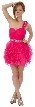 One Shoulder Tiered Skirt Mesh Short Prom Dress  — in Fuchsia