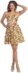 Strapless Short Sequined Prom Dress with Floral Applique