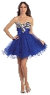 Strapless Sequins Bust Mesh Short Party Prom Dress — in Royal Blue