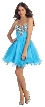 Strapless Sequins Bust Mesh Short Party Prom Dress — in Turquoise