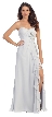 Strapless Long Bridesmaid Dress with Ruffled Side Slit  — in Silver