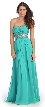 Strapless Beaded Waist Empire Cut Long Formal Dress  — in Jade Green