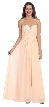 Strapless Beaded & Pleated Long Formal Bridesmaid Dress — in Peach