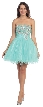 Strapless Rhinestones Bust Short Tulle Party Dress — in Mint