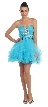 Strapless Rhinestones Bust Short Prom Party Dress — in Turquoise