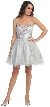Strapless Sequined Bust Short Tulle Prom Party Dress — in Silver