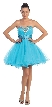 Strapless Sequined Bust Short Tulle Prom Party Dress — in Turquoise
