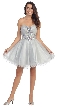 Strapless Rhinestones Bust Short Tulle Party Dress