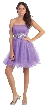 Strapless Pleated Rhinestone Waist Short Party Dress  — in Lavender