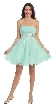 Strapless Pleated Rhinestone Waist Short Party Dress 