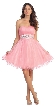 Strapless Pleated Rhinestone Waist Short Party Dress  — in Pink