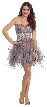 Strapless Rhinestone Waist Ruffled Short Party Prom Dress — in Teal