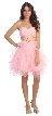 Strapless Layered Skirt Organza Short Party Dress — in Pink