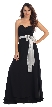 Strapless Bow Accent Long Formal Bridesmaid Dress — in Black