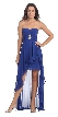 Strapless Hi-Low Overlay Short Formal Party Dress  — in Royal Blue