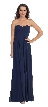 Strapless Pleated Bodice Long Formal Bridesmaid Dress — in Navy