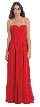 Strapless Pleated Bodice Long Formal Bridesmaid Dress — in Red