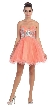Strapless Floral Beaded Bust Short Tulle Party Dress