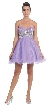 Strapless Floral Beaded Bust Short Tulle Party Dress — in Lilac