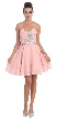 Strapless Shirred Beaded Bust Short Formal Prom Dress — in Blush