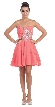 Strapless Shirred Beaded Bust Short Formal Prom Dress — in Coral
