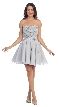 Strapless Lace & Beads Bodice Short Party Bridesmaid Dress — in Silver
