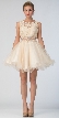 Beaded Lace Bust Mesh Babydoll Skirt Short Dress — in Gold