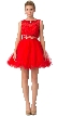 Beaded Lace Bust Mesh Babydoll Skirt Short Dress — in Red