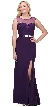 Round Neck Bejeweled Waist Long Formal Bridesmaid Dress — in Egg Plant