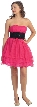 Strapless Mesh Short Prom Dress with Tiered Ruffled Skirt — in Fuchsia/Black