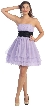 Strapless Mesh Short Prom Dress with Tiered Ruffled Skirt — in Lilac/Black