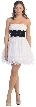 Strapless Mesh Short Prom Dress with Tiered Ruffled Skirt — in White/Black