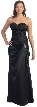 Strapless Pleated Long Bridesmaid Dress with Brooch Accent