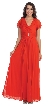 V-Neck Ruffled Sleeves Long Formal Mother of the Bride Dress