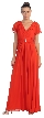 V-Neck Ruffled Sleeves Long Formal Mother of the Bride Dress — in Red