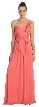 One Shoulder Ruched Bust Long Formal Bridesmaid Dress — in Coral