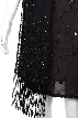 Black Sequin Beaded Shawl with Hanging Beads — in closeup