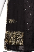 Gold Leaf Print Beaded Scarf — in closeup