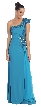 One Shoulder Sequined Leaves Floor Length Formal Prom Dress — in Turquoise